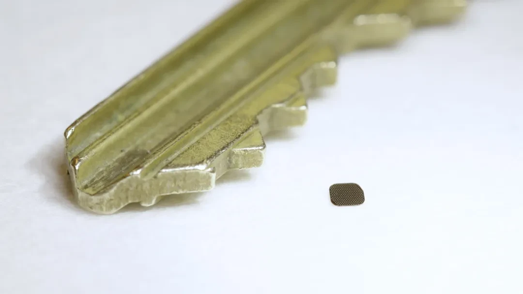 PRIMA植入物与家用钥匙的尺寸对比照片。