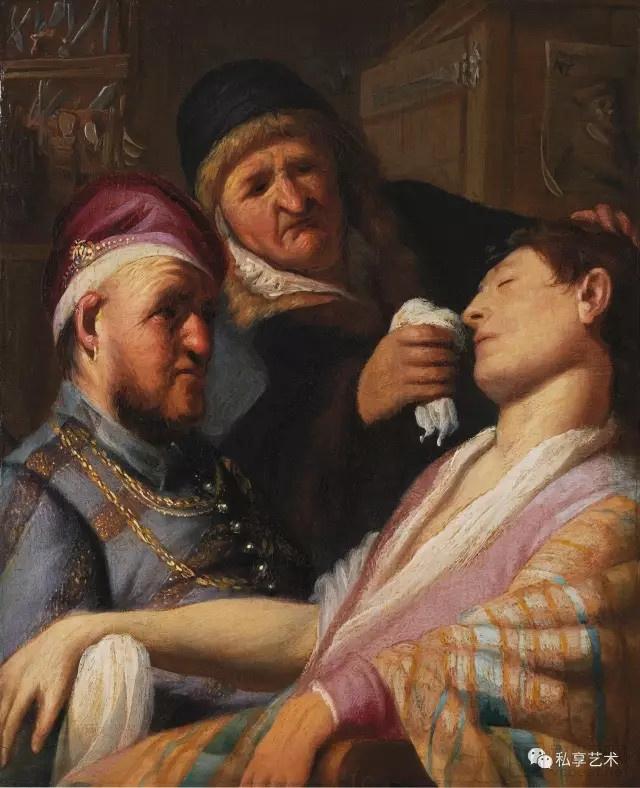 《昏迷中的病人(嗅觉的寓言)》伦勃朗·范·莱因（荷兰，1606–1669）.JPEG